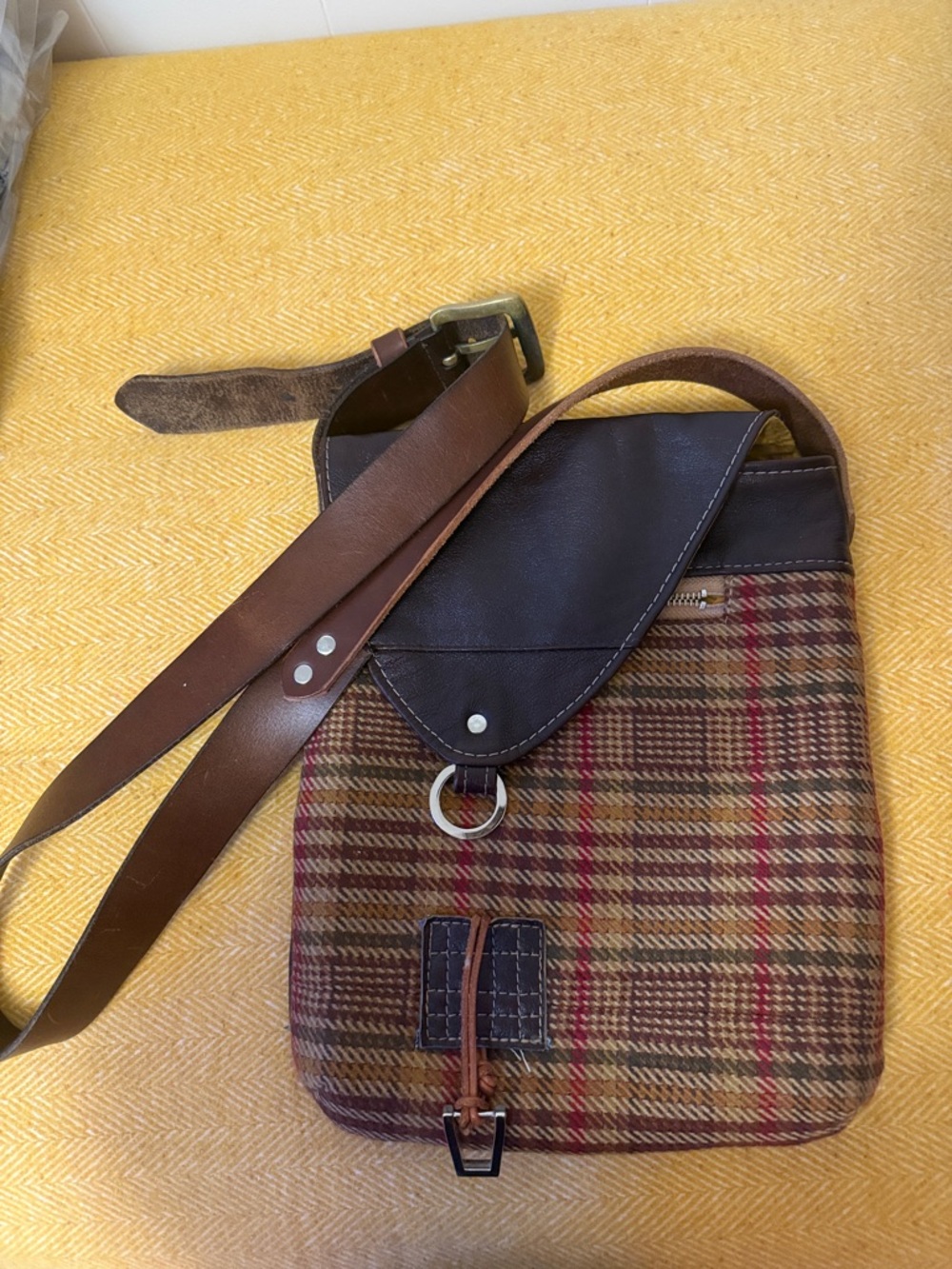 Bespoke  Artisan
Brown Plaid Crossbody Bag with Leather Trim

One of a kind.